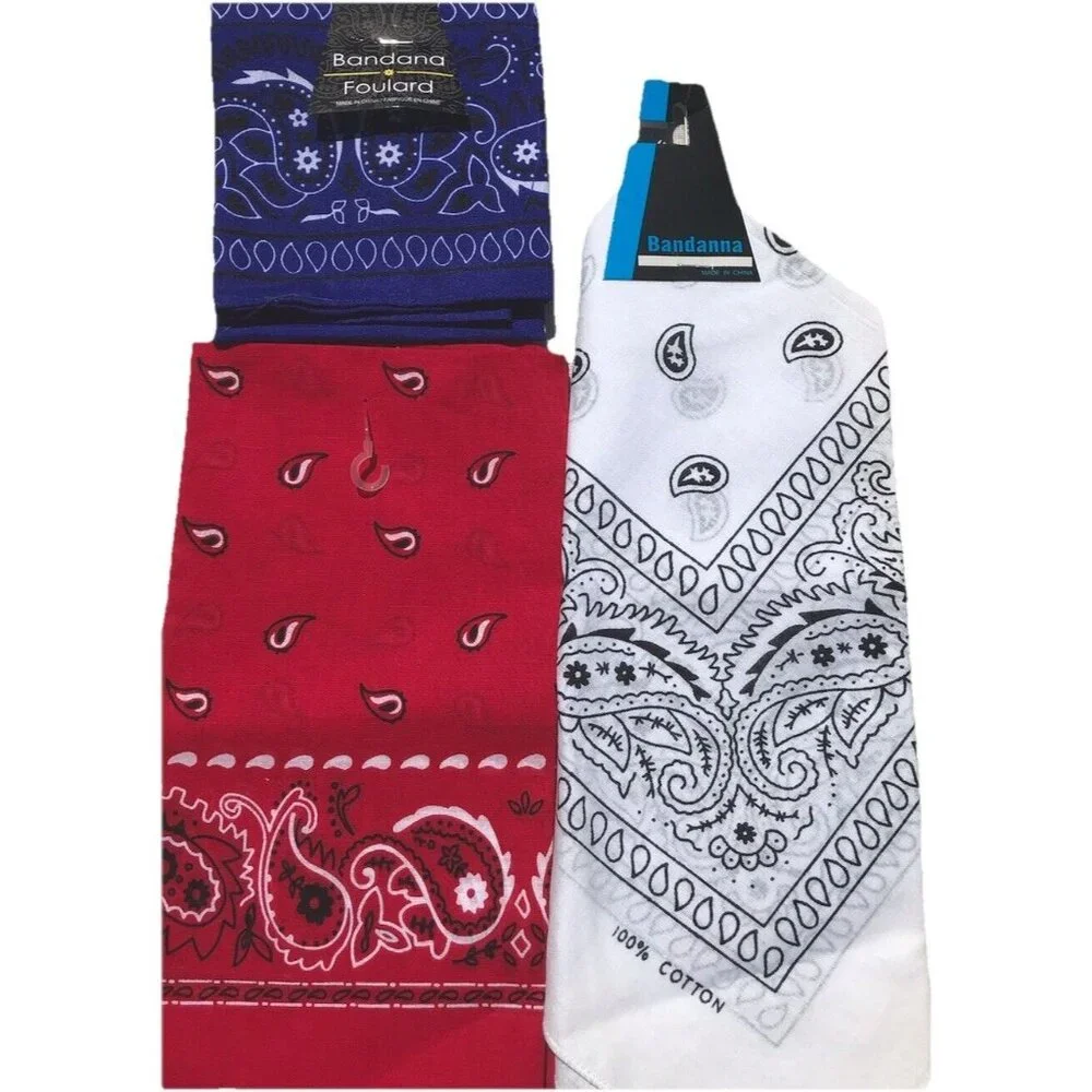 Vtg NOS Red White Blue Floral Bandana Scarf Cotton USA 21